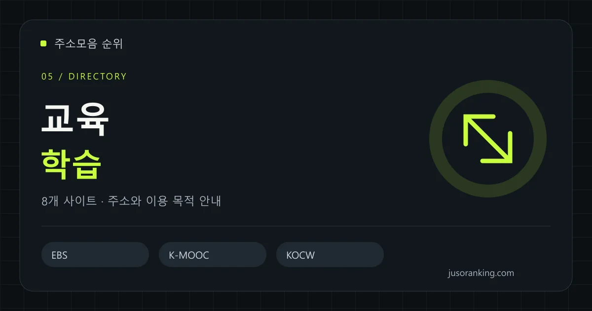 교육·학습 분야의 주소와 이용 목적을 안내하는 표지